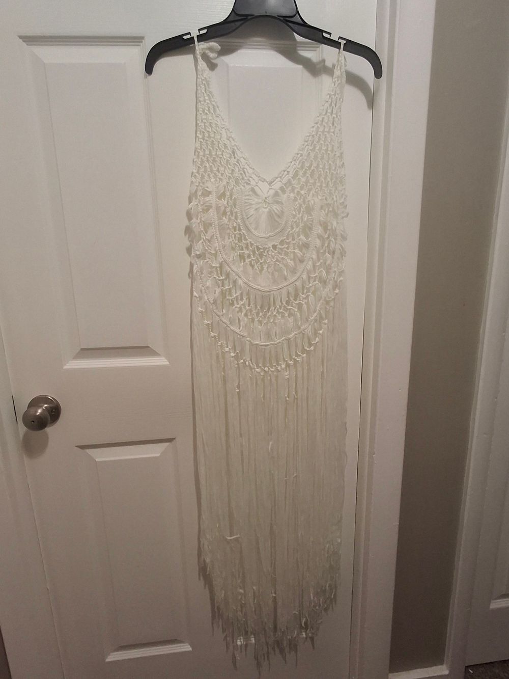 HandmadeβMacramΓ© Fringe Midi Bathing Suit Coverup